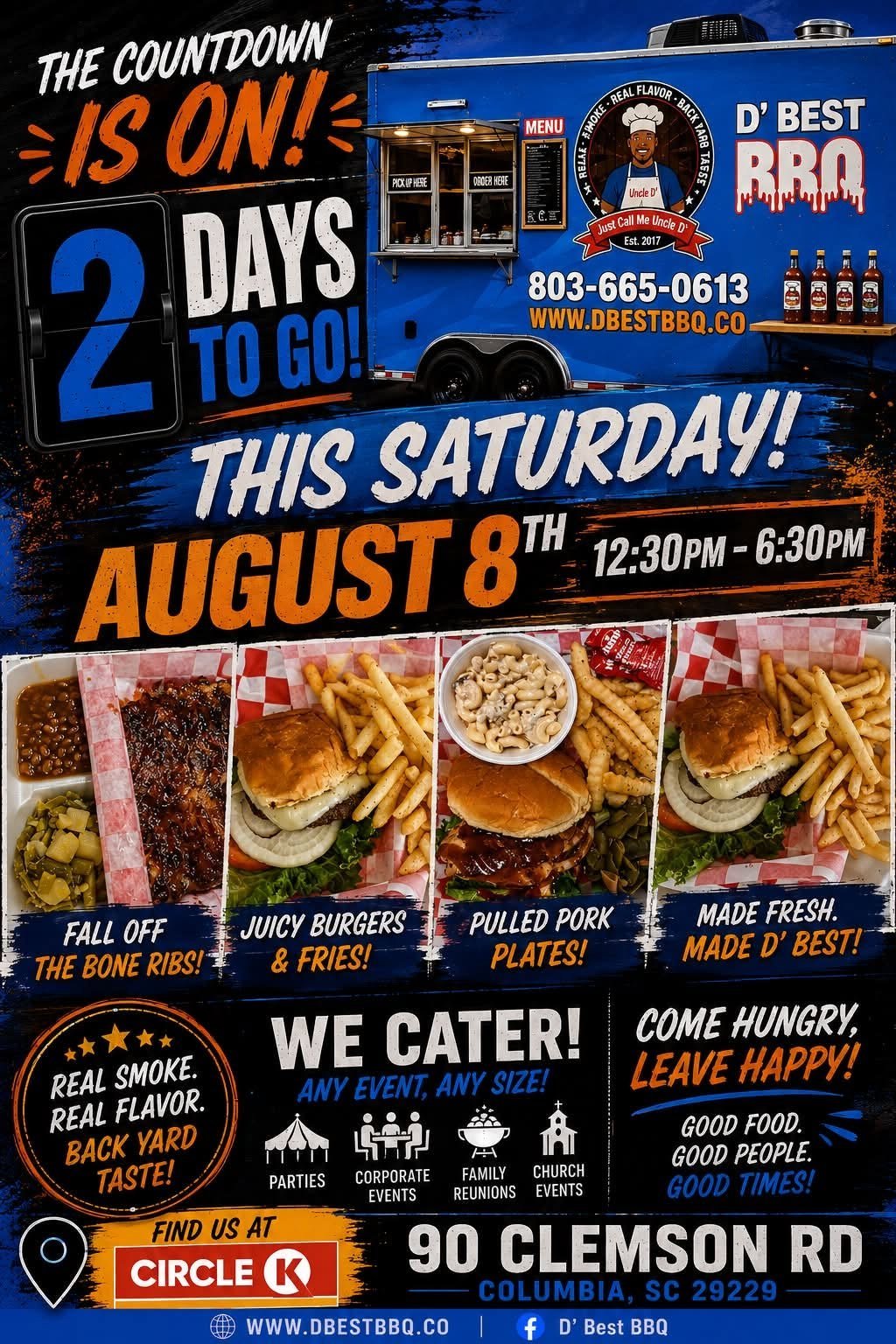 D'Best BBQ at Circle K, 90 Clemson Rd, Columbia SC — Saturday August 8th, 12:30 to 6:30 PM